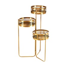 Pflanzenständer Blumentreppe Blumenhocker Pflanzenbank  gold Metall  3 Etagen