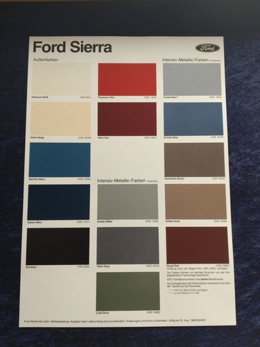 Ford sierra farbkarte - ford,