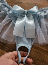 String Tanga , Panty, Höschen mit Spitze Gr. L Hellblau