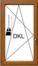 Fenster innen/außen Golden Oak - 1 flügelig Dreh-Kipp PVC Fenster Kunststoff