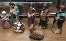 7 Krippenfiguren aus Porzellan handbemalt antik Weihnachten