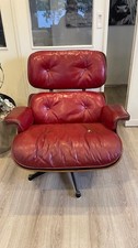 Eames Lounge Chair 670, Herman Miller USA, 1958, rotes Anilinleder, Palisander