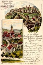 Litho Dohna in Sachsen, Alte Burg, Blick auf Stadt und Kirche - 4555680
