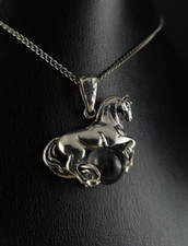 Anhänger Sterlingsilber Pferd mit Glaskugel massiv - stolz & stark Silver anello