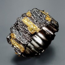 Interessanter Designerring 925er Silber-14ct Gold -geschwärzt-Zirkonia- RG 19-60
