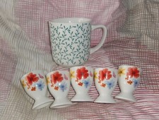 ❤️ TCM  Tchibo  ❤️   5  x Eierbecher  & Tasse  ❤️ Porzellan Blumen ❤️