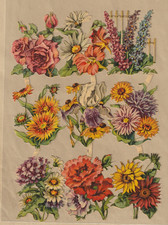 Glanzbilder alt Bogen Blumen  DDR 2