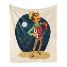 Musik Weich Flanell Fleece Decke Fröhlich Akkordeon-Spieler
