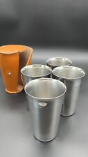 Vintage Stapelbare Trinkbecher Edelstahl - Set Leder 4 Becher Original Steele