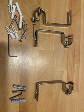 3 Gardinenstangen-Halterungen Silber / Chrom Neu