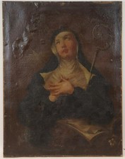 Heilige Maria Ölgemälde unsigniert 18.Jhd (BG2790)