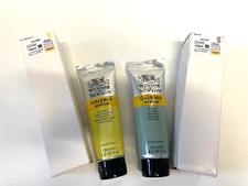 Winsor&Newton Galeria Acrylfarbe 2 Stück 120ml Zitronengelb/Olivgrün Gut R1934