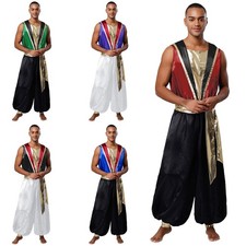Herren Kostüm Satiny One Piece Karneval Outfits Reißverschluss Jumpsuit Indian