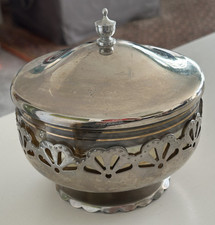 Konfektionsschale Zuckerschale Deko Metall/Glas 13,5 cm DM