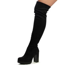 Damen Overknee Stiefel Stretch
