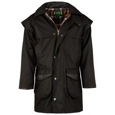 Cumbrian 3/4 gewachste Baumwolljacke Lederbesatz wattiert Jäger Outdoor Trovers 