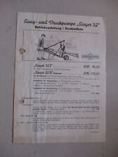 Betriebsanl./Ersatzliste"Saug-u.Druckpumpe Sieger 32"Landmaschinen DrescherHalle