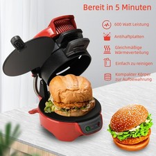 Sandwich Toaster Burger Maker mit Antihaft Keramikbeschichtung und Eierringe