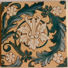 Jugendstil Fliese, schönes florales Motiv, Minton