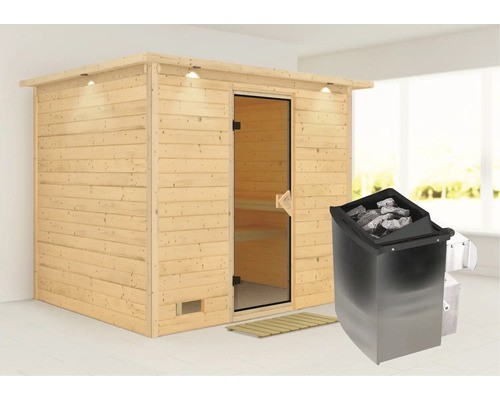 Massivholzsauna karibu coral - karibu,