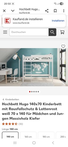 Hochbett hugo 140 - hochbett, 70×140