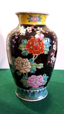 Japanische Porzellan Vase Handgemalte mit Blumen Vogel muster aus frühes 20.Jh
