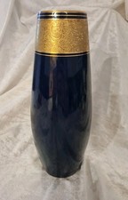 Lindner Kueps Bavaria Vase Echt Cobalt Ätzgold Handarbeit Made in Germany 25 cm