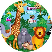 Tortenaufleger Dschungel Tiere Tortenbild Zuckerbild mit Wunschtext (470)