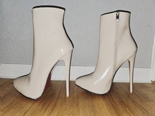 Jade High Heels Beige Lack Stiefelette echte 14cm Stiletto Gr. 39 40 42 43 44