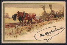 Lithographie Landarbeiter mit