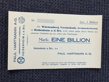 Geldschein PAUL HARTMANN