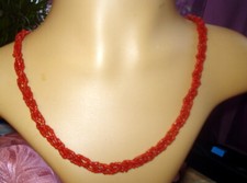 ANTIK  Damen Korralen Kette Mode Accessoir 3 reihig geflochten ca. 20er - 30er j