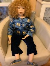 KÜNSTLERPUPPE PORZELLAN Christine Orange 97 cm groß