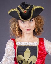 Piratenhut edel mit Federn