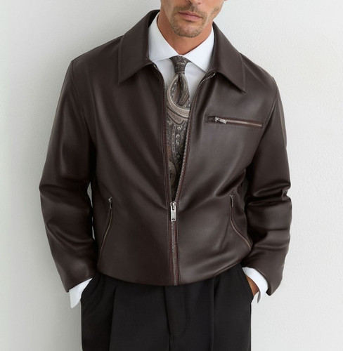 Dunkelbraune lederjacke herren - dunkelbraune,