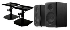 Bluetooth Lautsprecher Regal System Boxen Schwarz Aktiv Black HiFi im Stativ Set