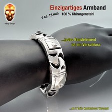 Unikat - 18 mm Reptil-Verschluss Armband - Herren Edelstahl Panzerarmband Biker