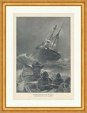 Novembersturm in der Nordsee Willy Stöwer Schiffe Boote Seemänner ED 0205 Rahmen