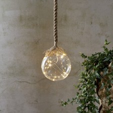 LED Glaskugel mit Juteseil 15