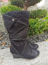 Marco Tozzi Stiefel mit Keilabsatz schwarz leicht gefüttert Gr.38