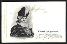 AK Michael von Muncacsy, Portrait des ungarischen Malers in seiner Tracht 