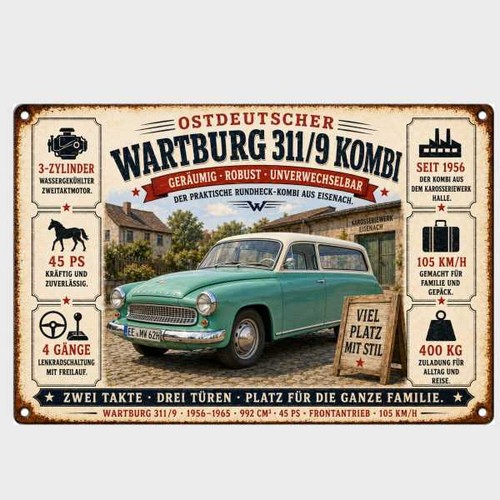 Blechschild wartburg 311 - blechschild,