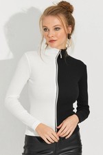 Damen Farbblock Bluse