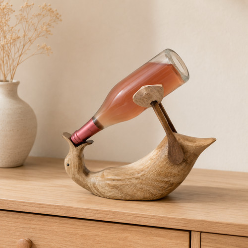 Flaschenhalter ente holz natur - flaschenhalter,
