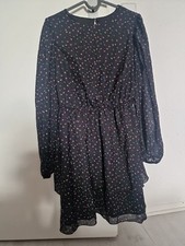 Schwarzes Kleid Knielang mit Pünktchen Gr. M Emo Goth