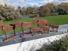 Elch Familie aus Rindenholz