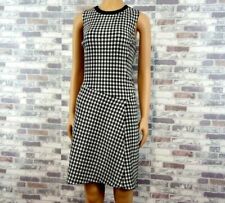 RALPH LAUREN DAMEN TWEED FEST KLEID WICKELOPTIK LEDEROPTIK SCHWARZ WEISS 36 NEU