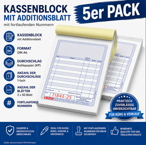 Herlitz kassenblock mit - 5x,