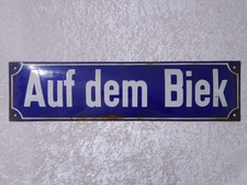 XH9SpY - Antikes Emaille Straßenschild gewölbt - Auf dem Biek - Vintage - 58 cm