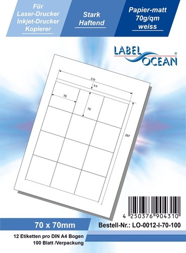 Universaletiketten 70x70mm